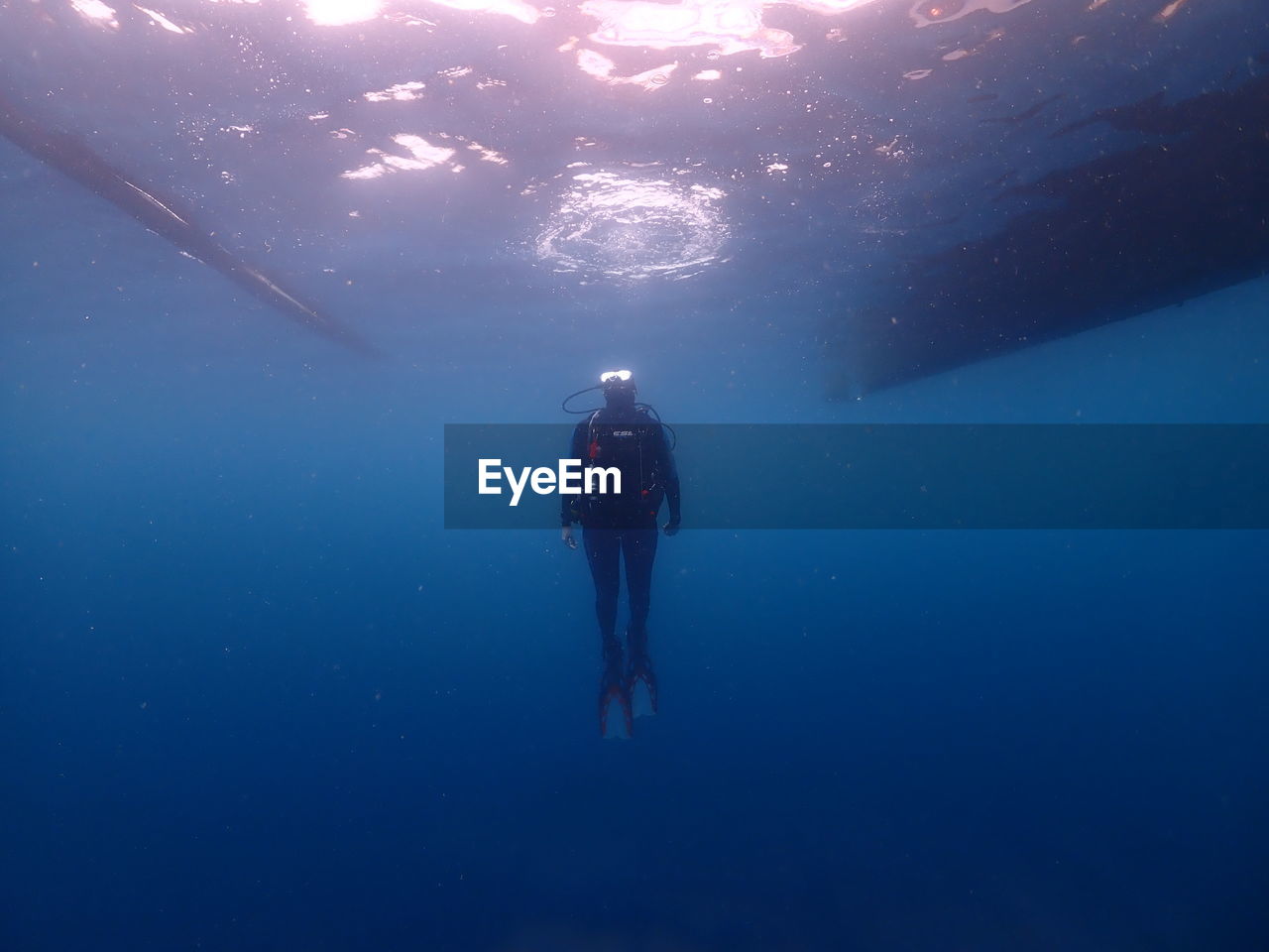 Man scuba diving in sea