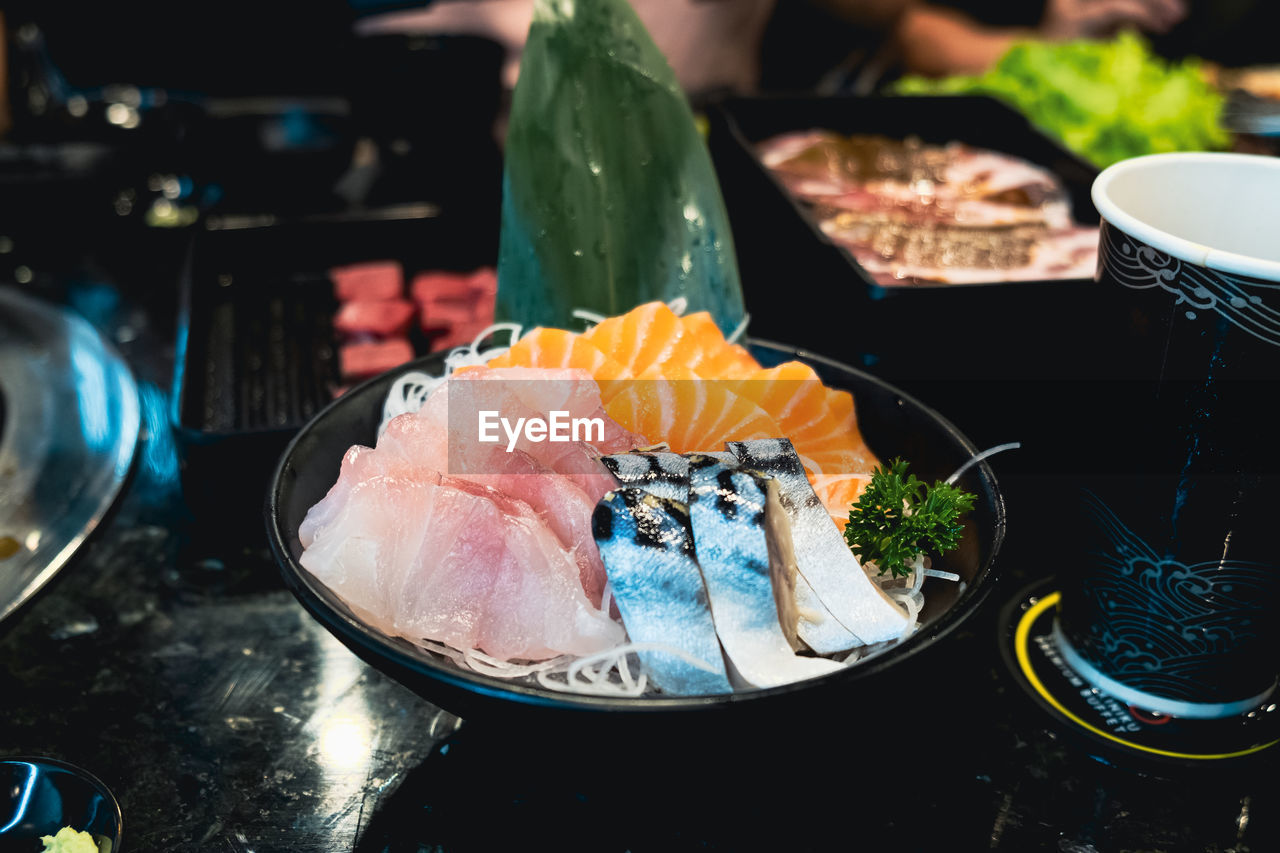 Close-up of fish in plate on table