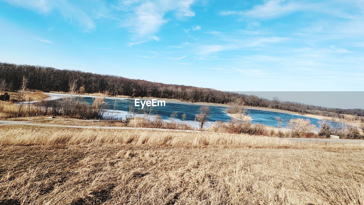 landscape, sky, plant, environment, land, nature, scenics - nature, field, rural scene, tree, agriculture, blue, cloud, no people, beauty in nature, rural area, tranquility, tranquil scene, day, mountain, farm, outdoors, non-urban scene, growth, winter, natural environment, snow, crop