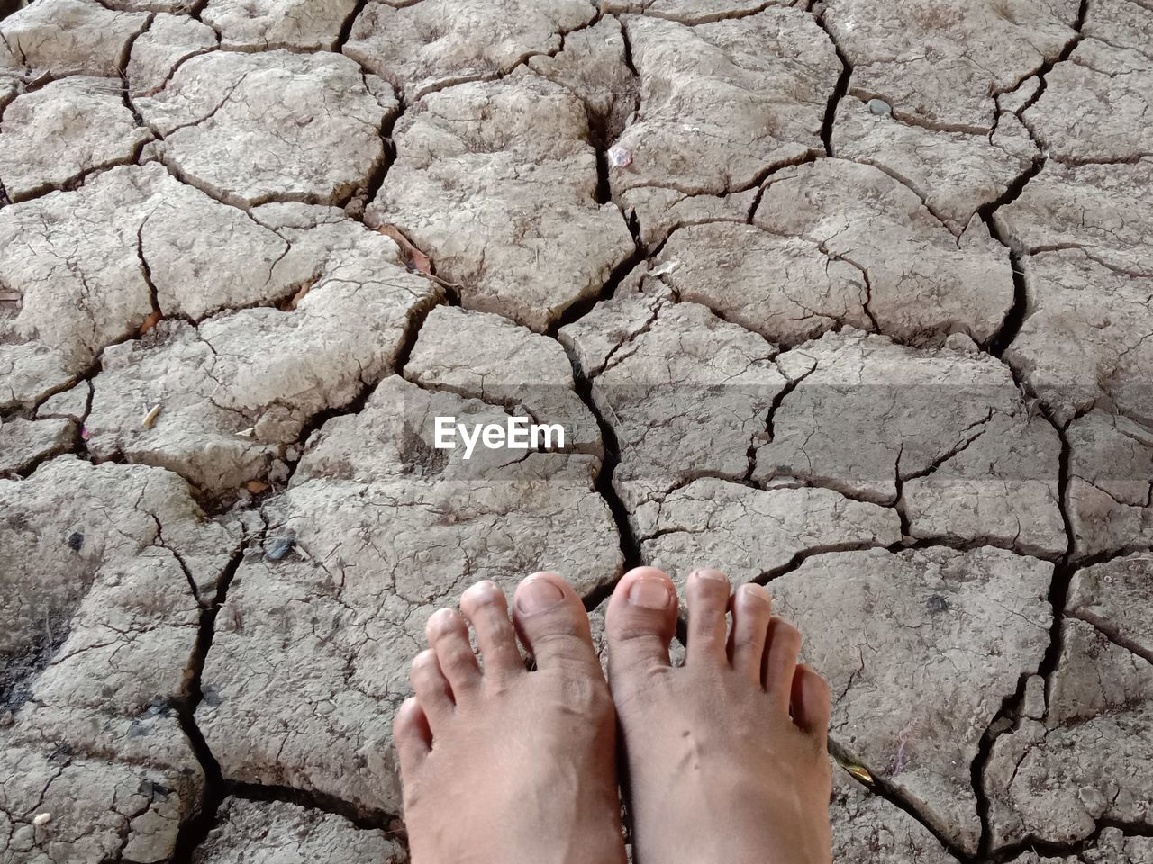 Prolonged drought left the ground fractured and hot feet