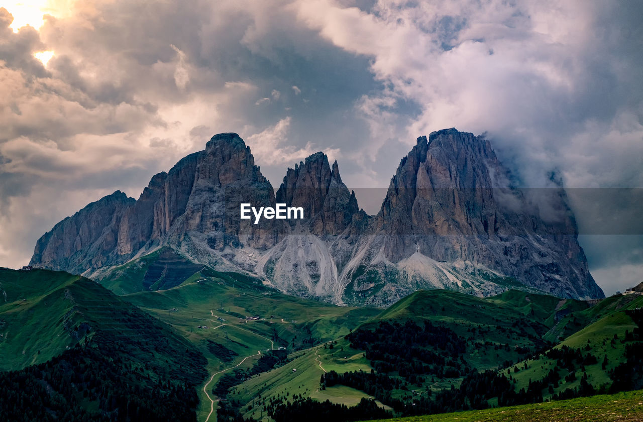 Panoramic view of mountains against sky