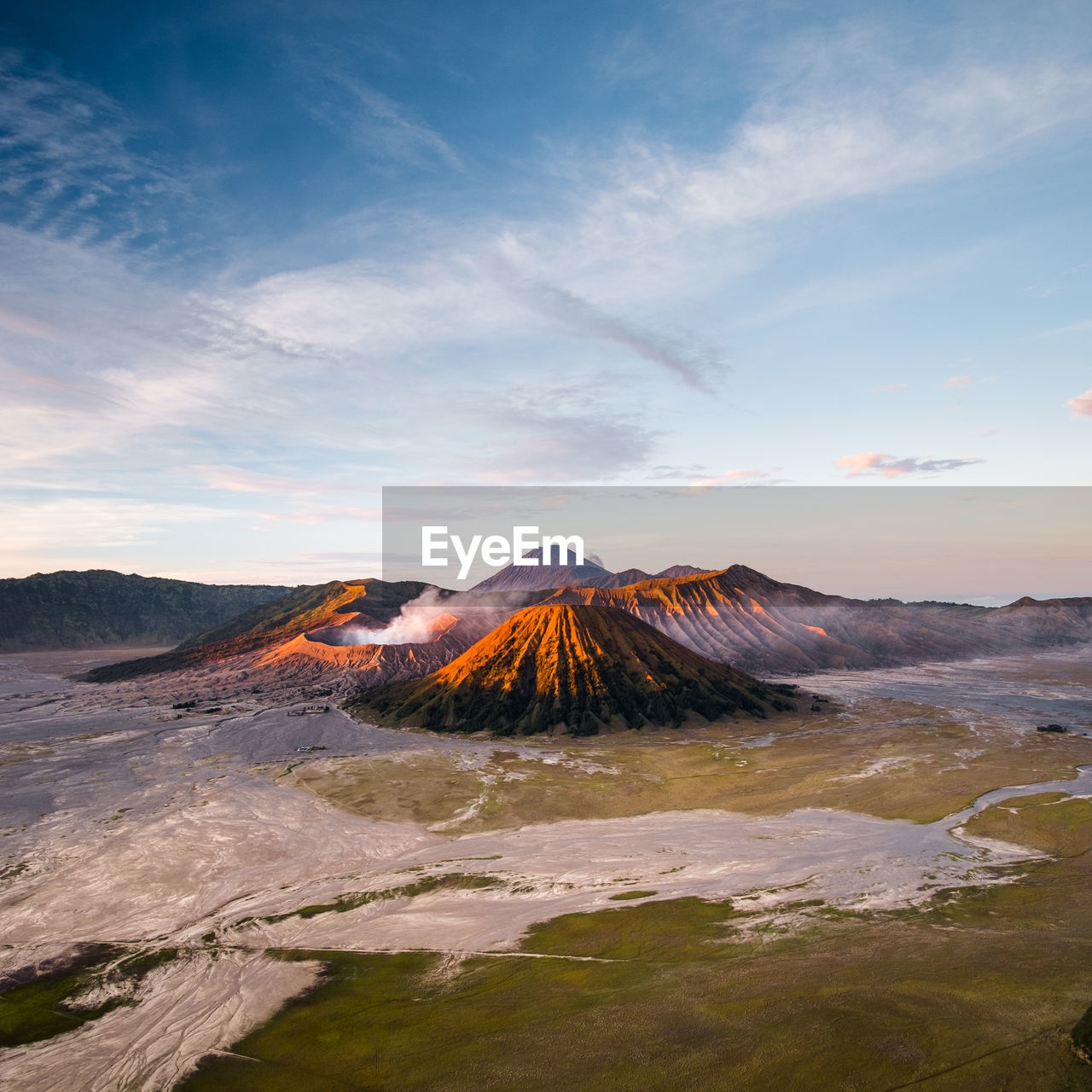 VIEW OF VOLCANIC LANDSCAPE DURING SUNSET