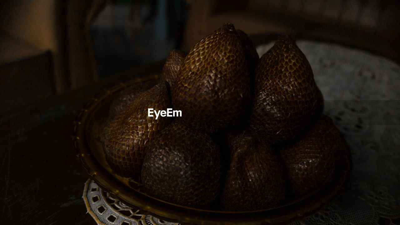 Salak is a fruit from indonesia which has skin like scales