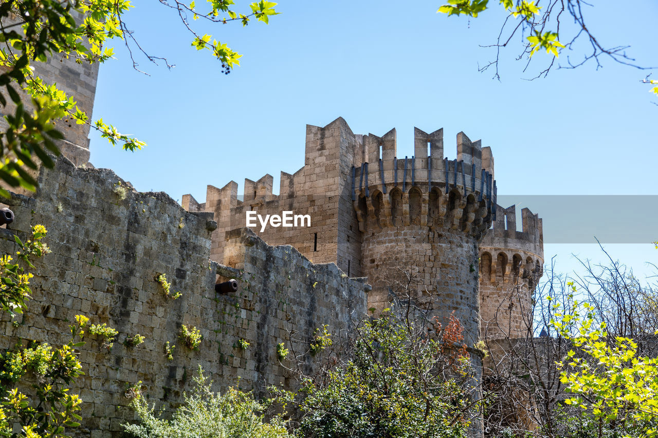 Old artillery appears from the wall of grand master of the knights in rhodes.