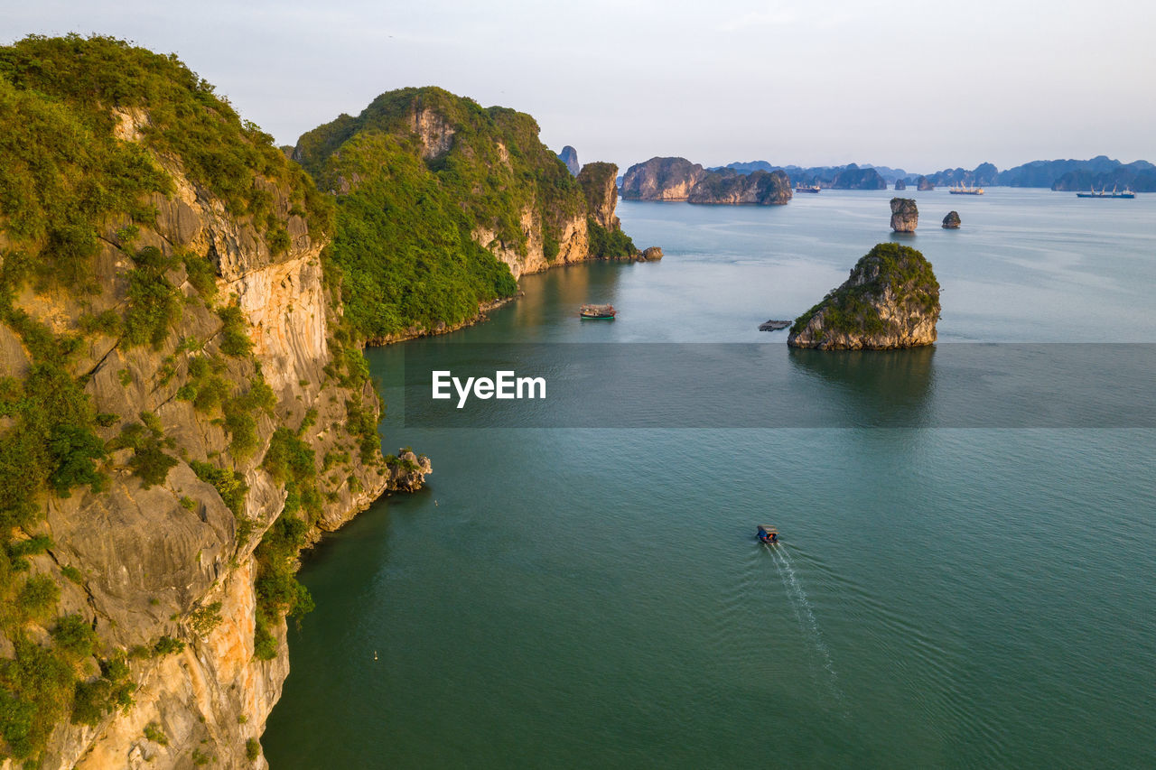 High angle view of sea against sky