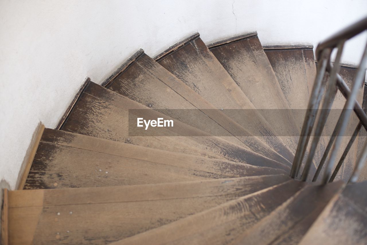 High angle view of spiral stairs