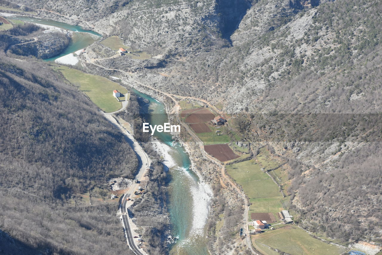 High angle view of road passing through landscape