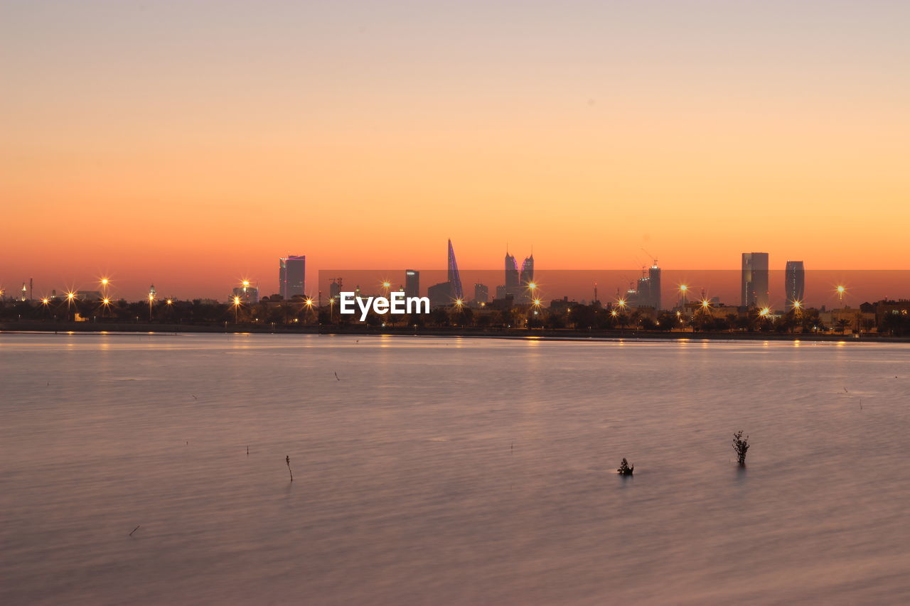 View of city at sunset