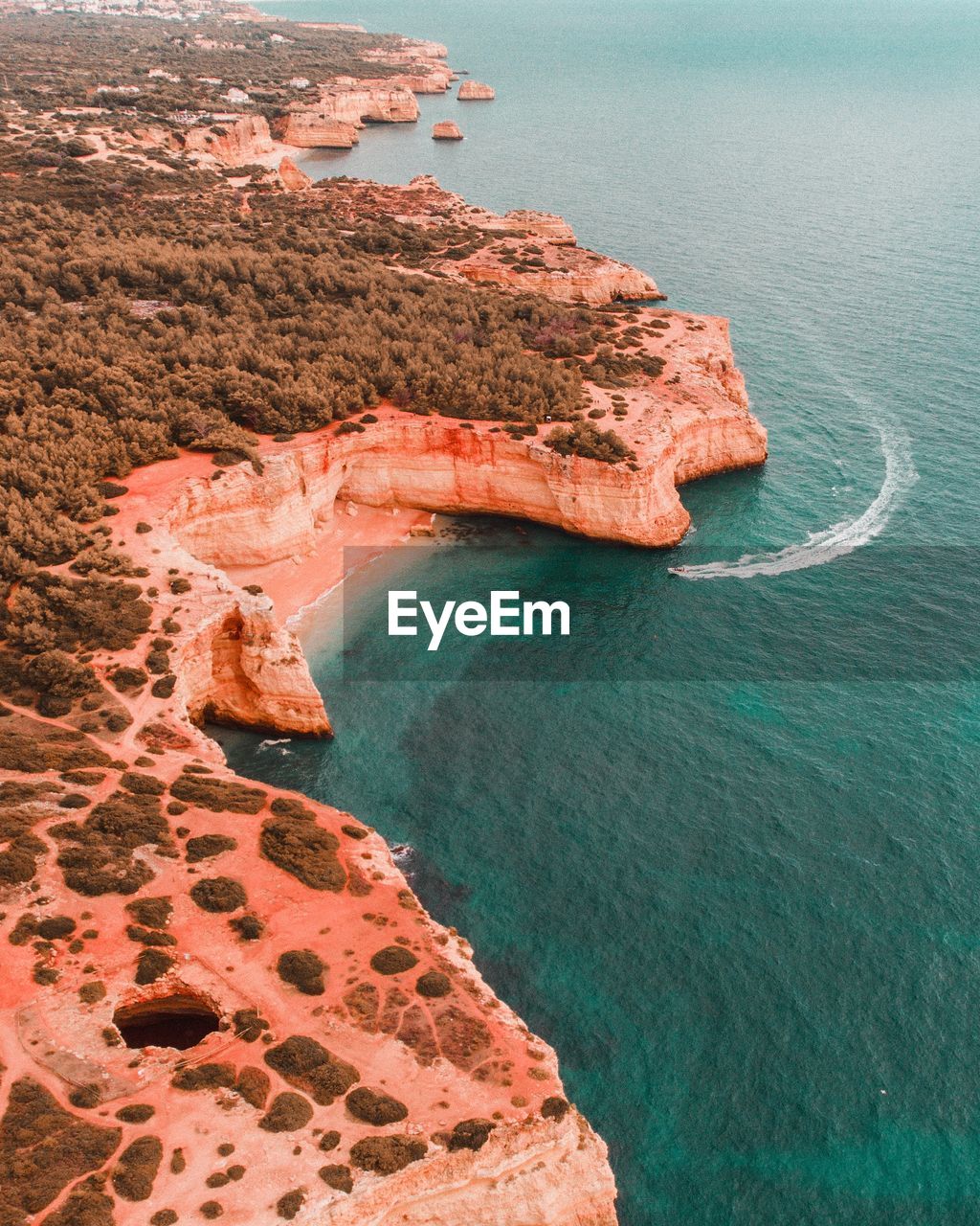 High angle view of rocks on beach