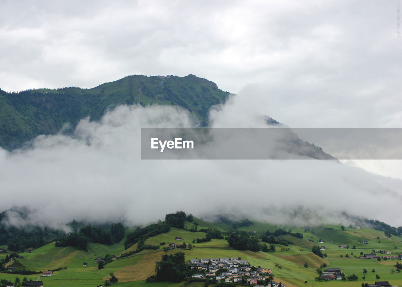 Scenic view of mountains against sky