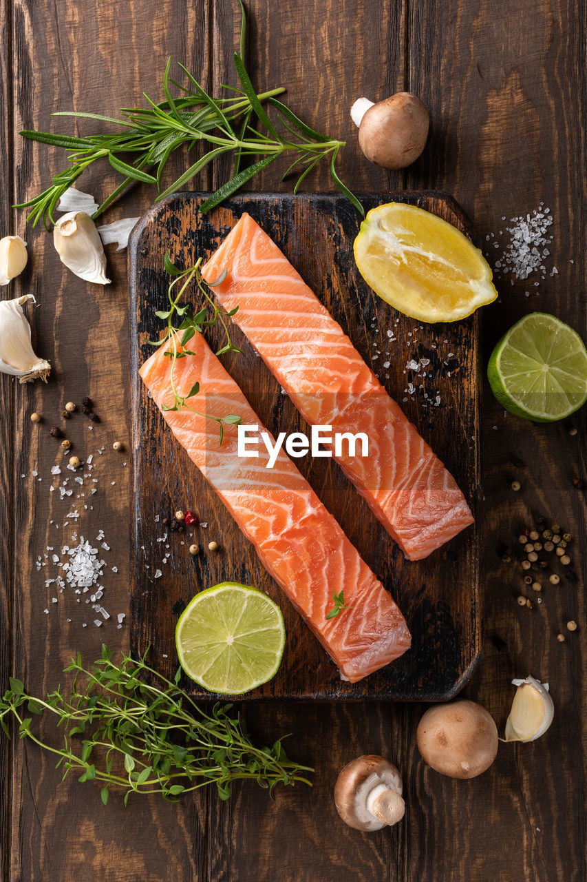 High angle view of food on table