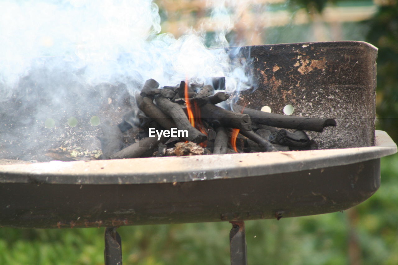Close-up of burning fire pit