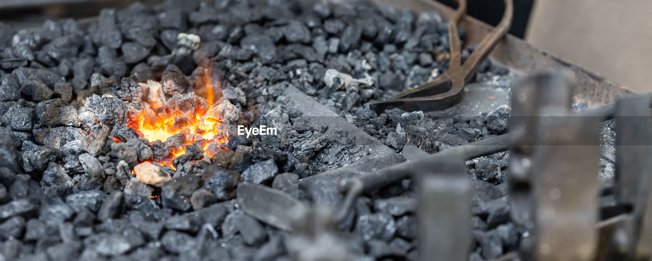 burning, fire, flame, heat, iron, nature, selective focus, no people, glowing, metal, close-up, food and drink, kitchen utensil, coal, wood, motion, food, outdoors