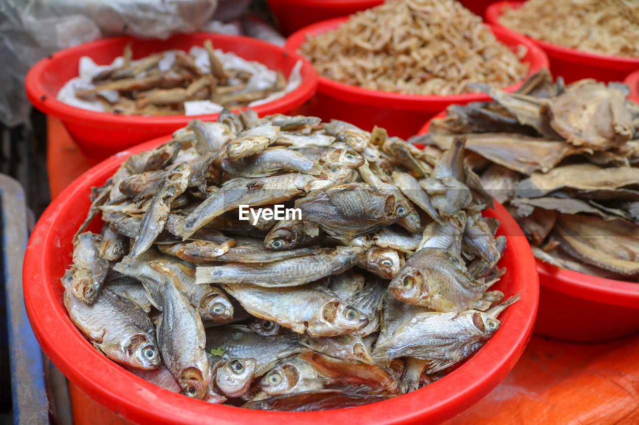 Close-up of fish for sale in market