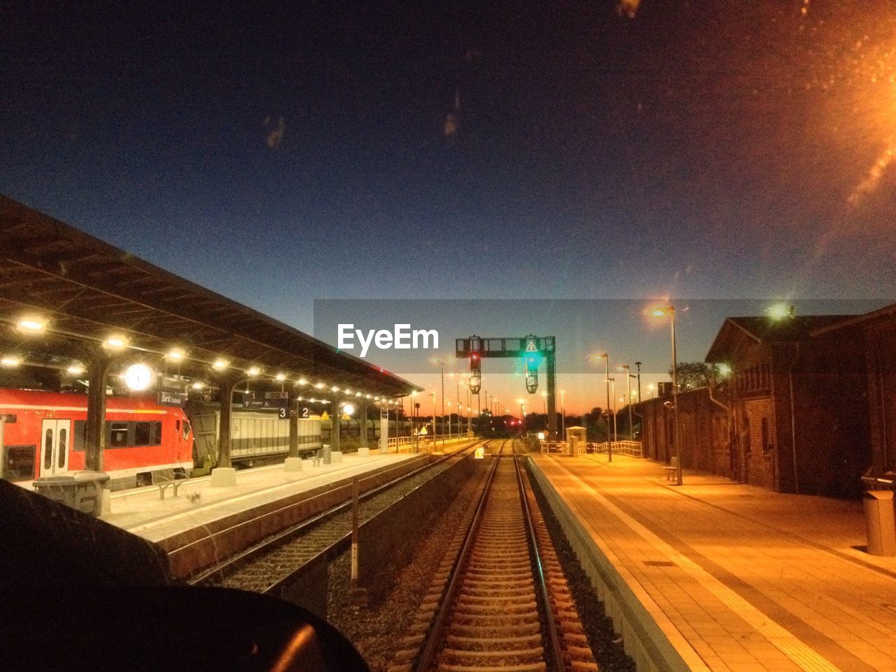 Trains on railroad station platform