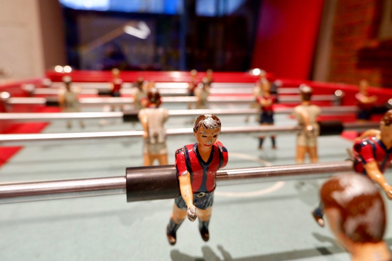 Close-up of foosball table