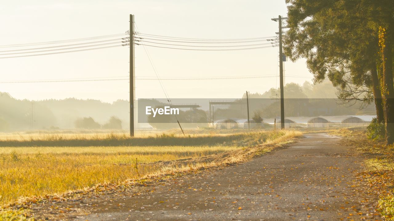 ROAD ON FIELD AGAINST SKY