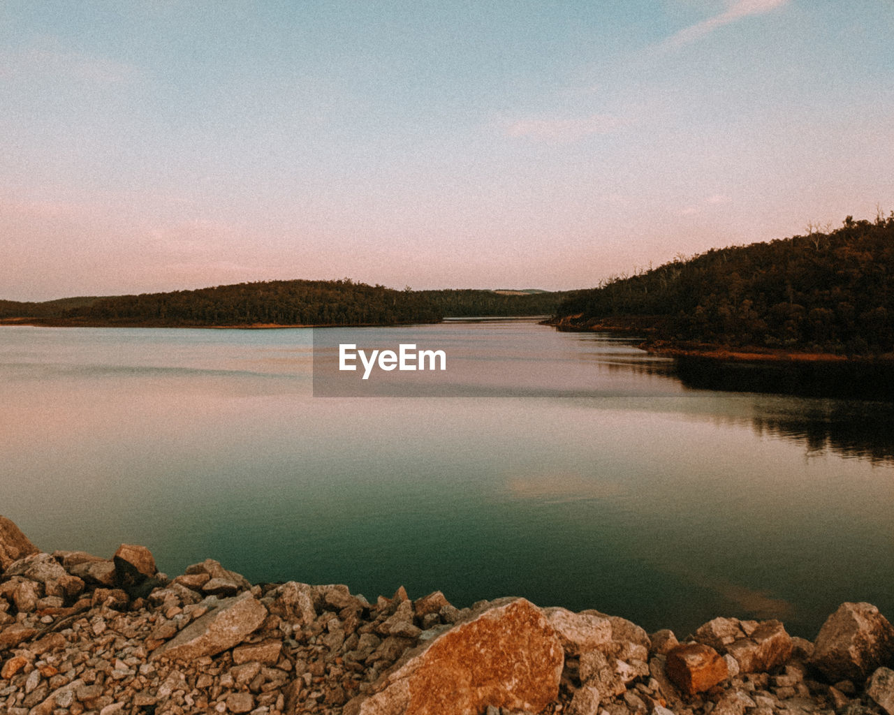 Scenic view of lake against sky