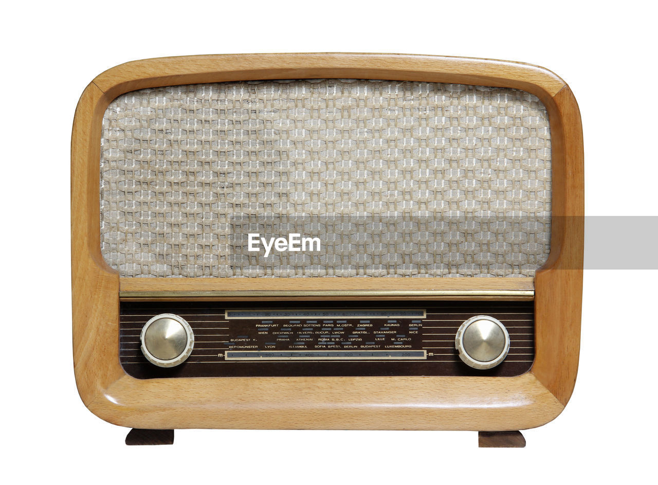 Close-up of radio against white background