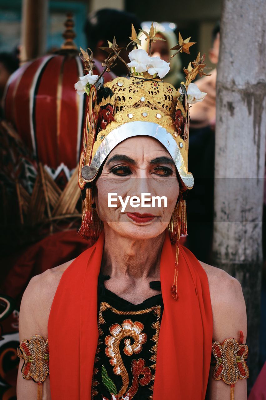 Close-up of mature woman wearing traditional clothing