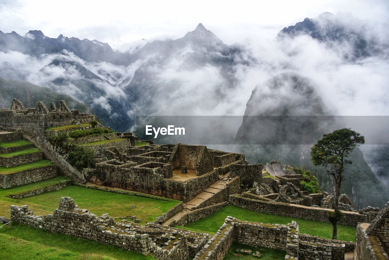 Panoramic view of old ruins against sky