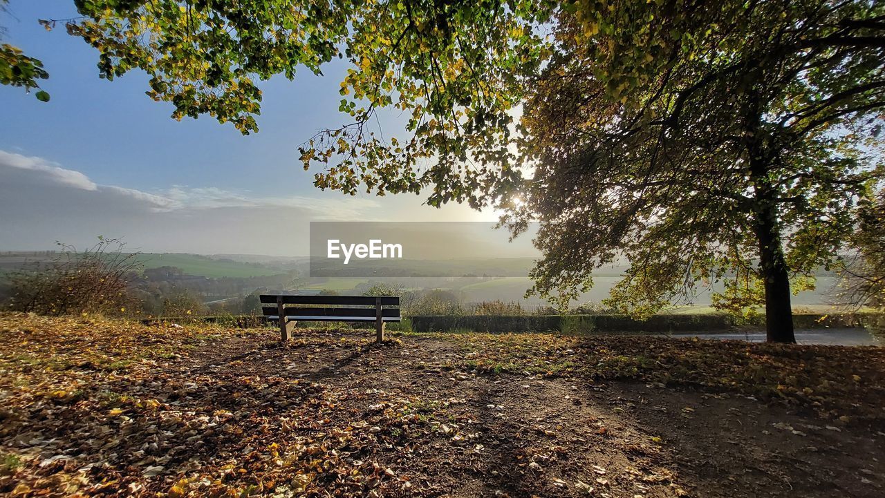 Empty bench on top of the hill of gulpen