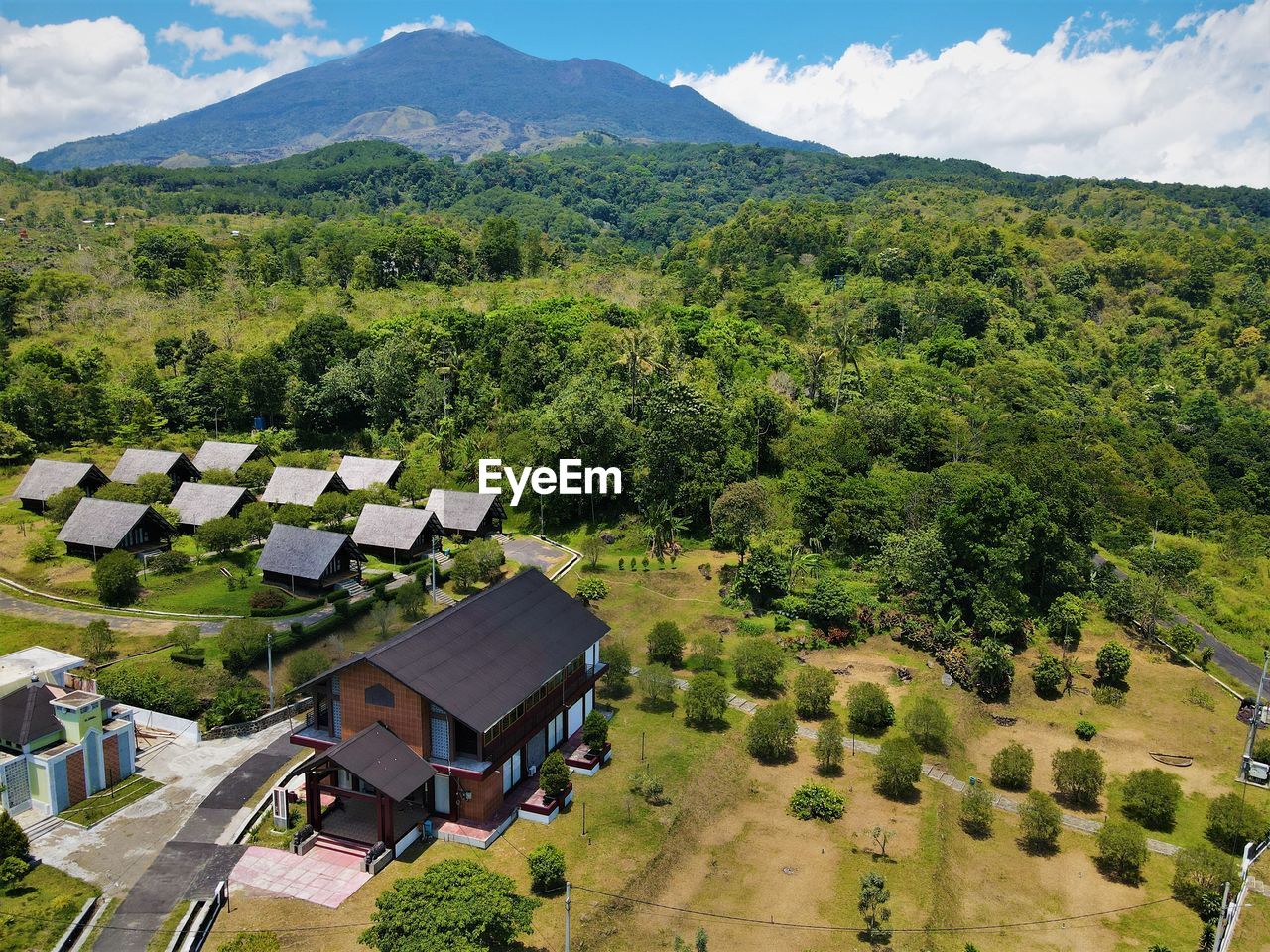 Beautiful aerial view, tourist hill on mount ciremai, kuningan, west java-indonesia.