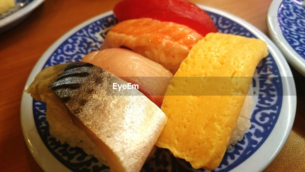 Close-up of sushi on plate