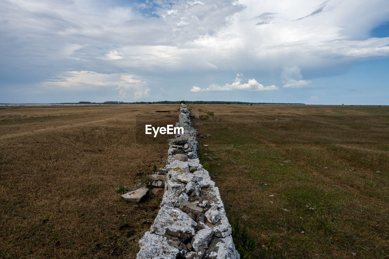 A limestone wall in a moor landscape