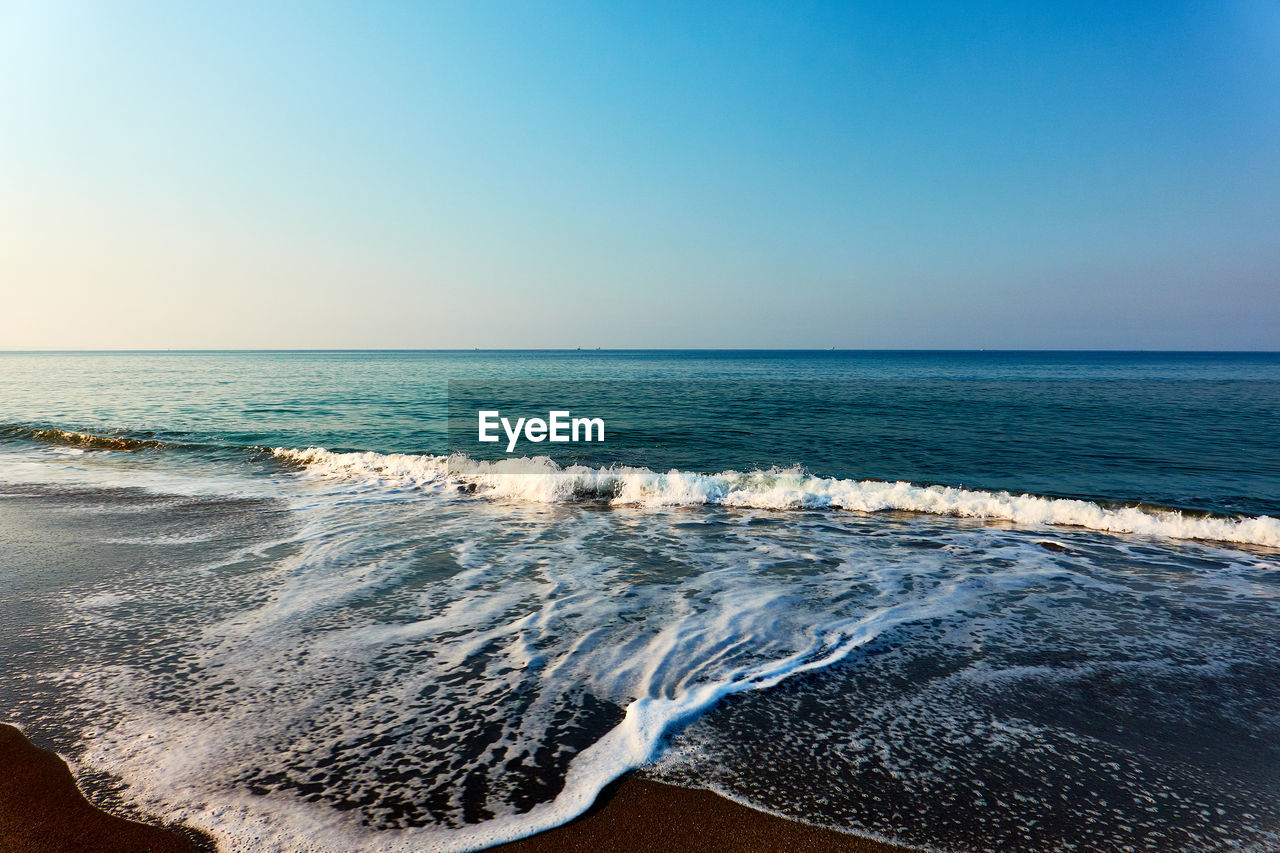 Scenic view of sea against clear sky