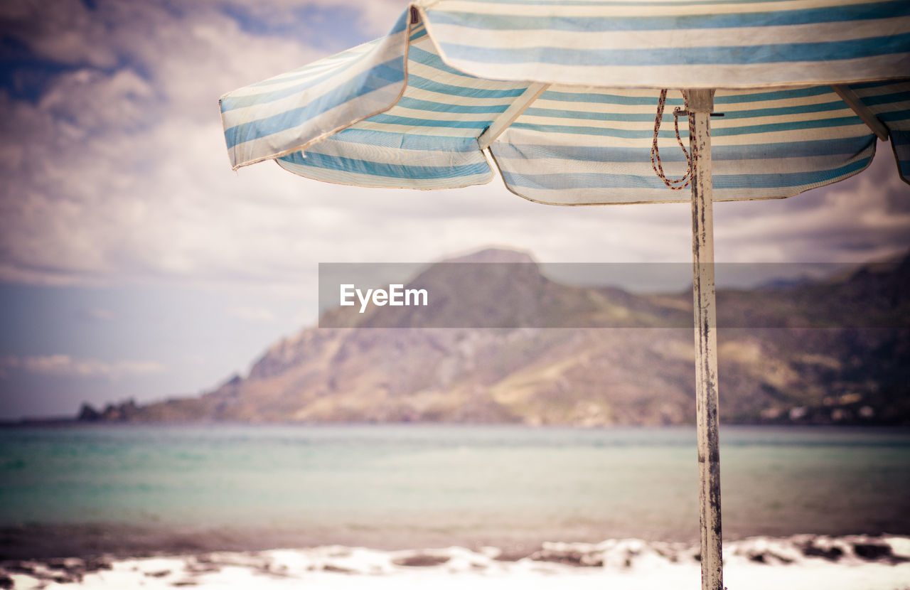 Close up of beach umbrella