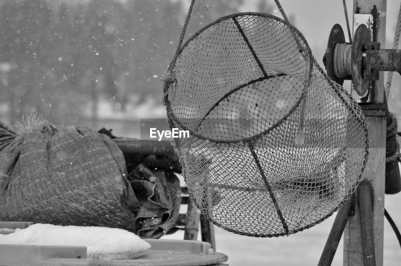 Close-up of commercial fishing net