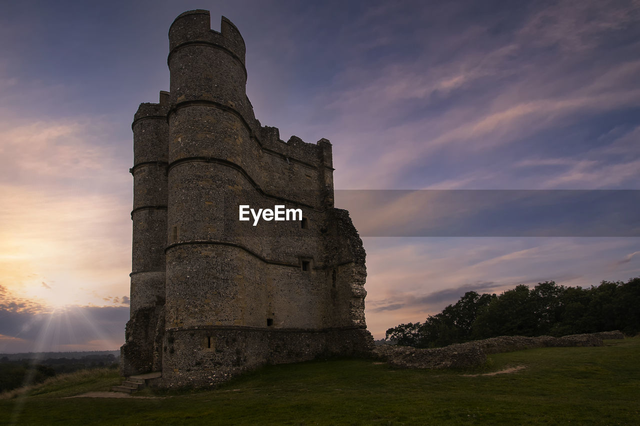 Sunset at donnington castle in berkshire, uk