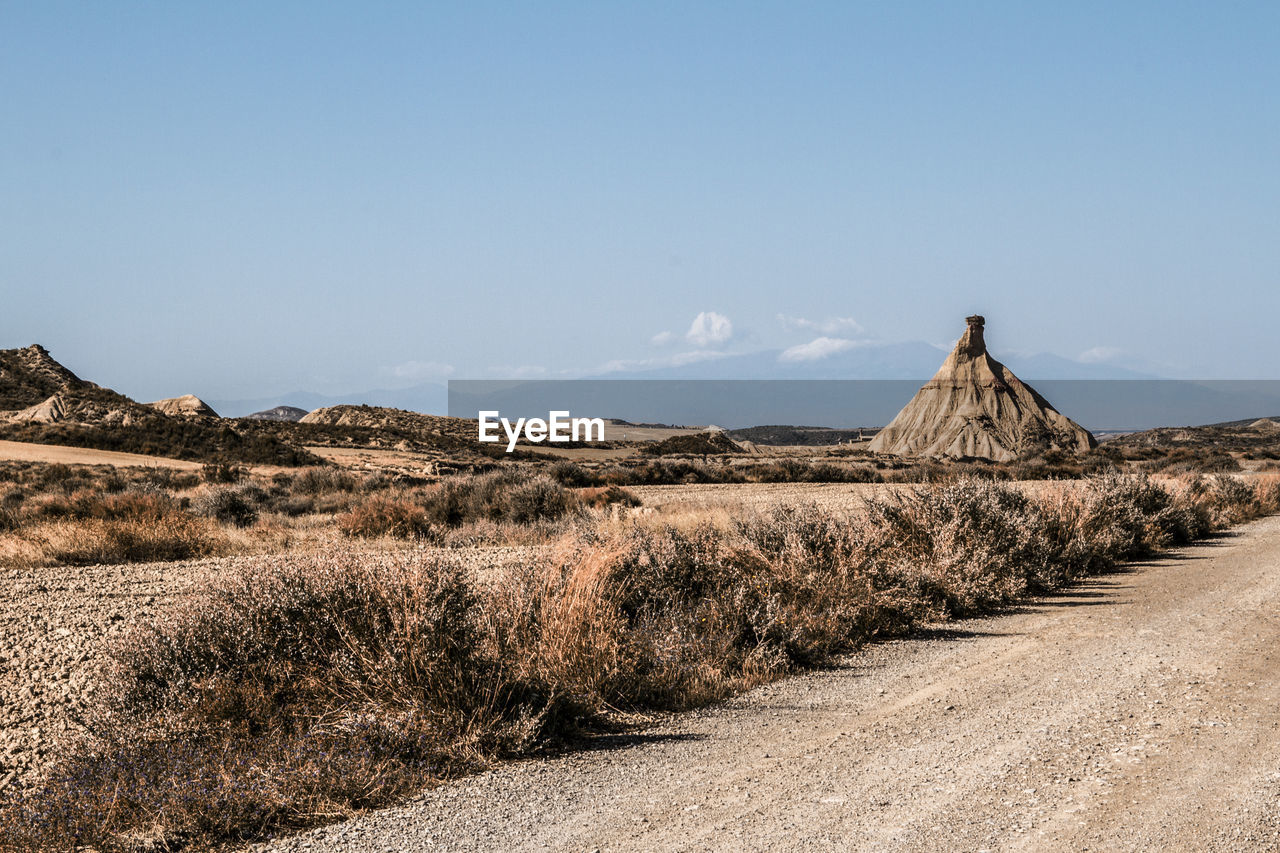 Scenic view of field against clear sky