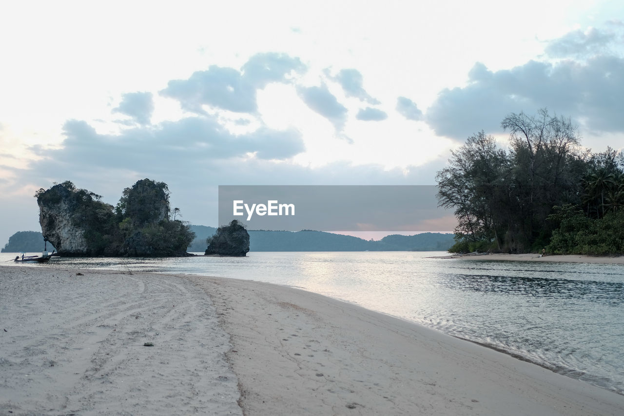 Scenic view of beach against sky