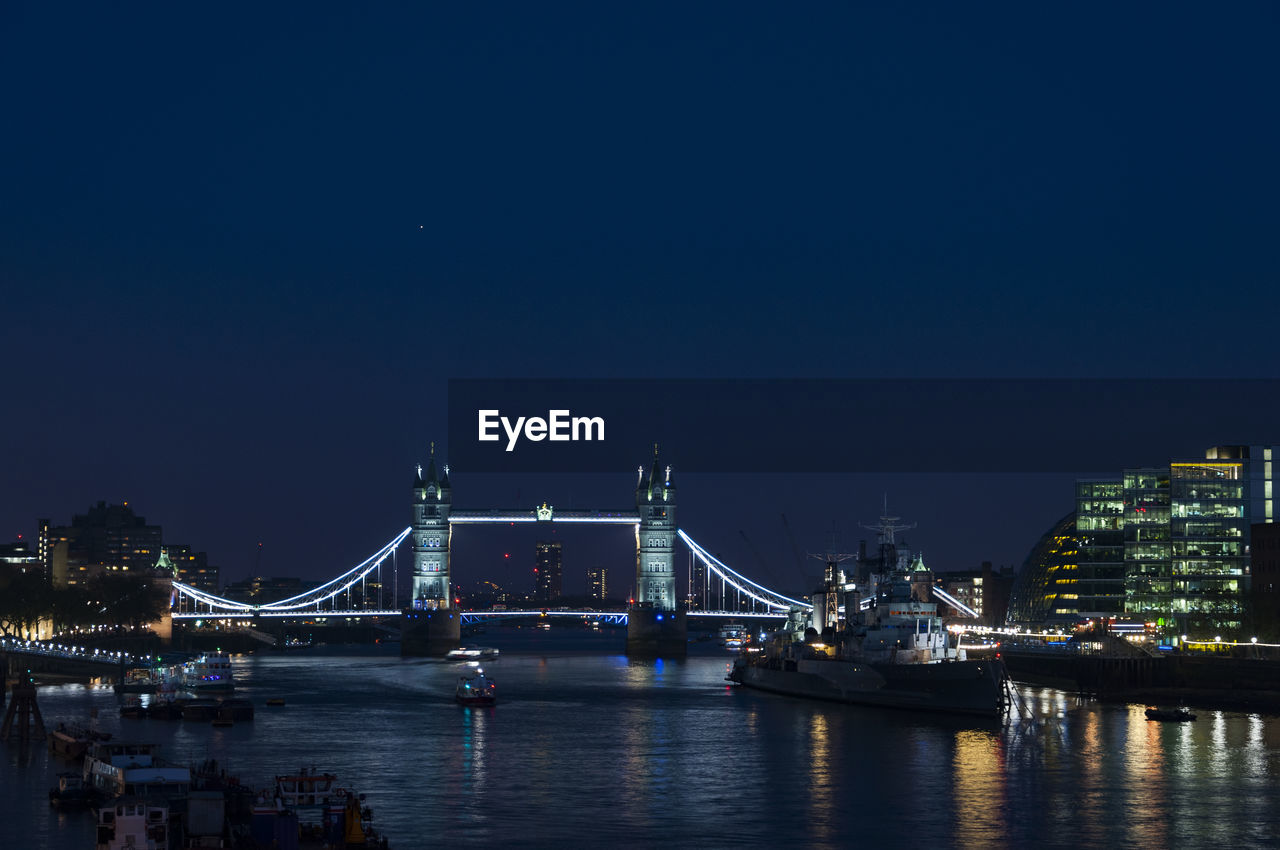 View of suspension bridge at night