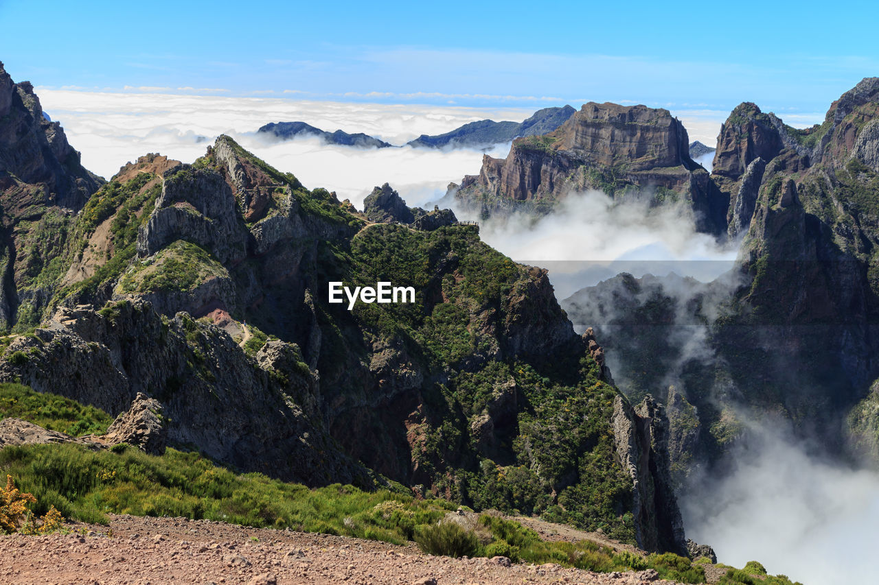 Scenic view of mountains against sky