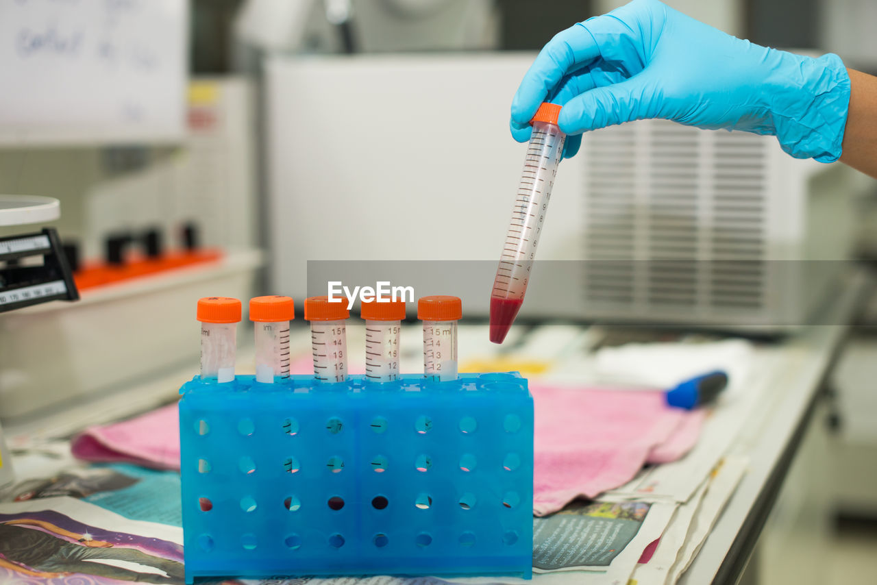 Cropped hands of scientist experimenting in laboratory