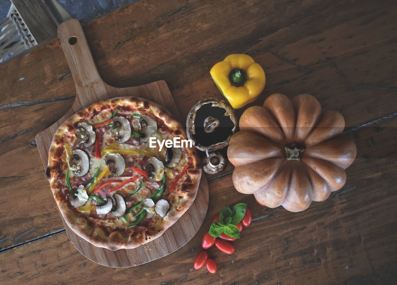 High angle view of food  on table