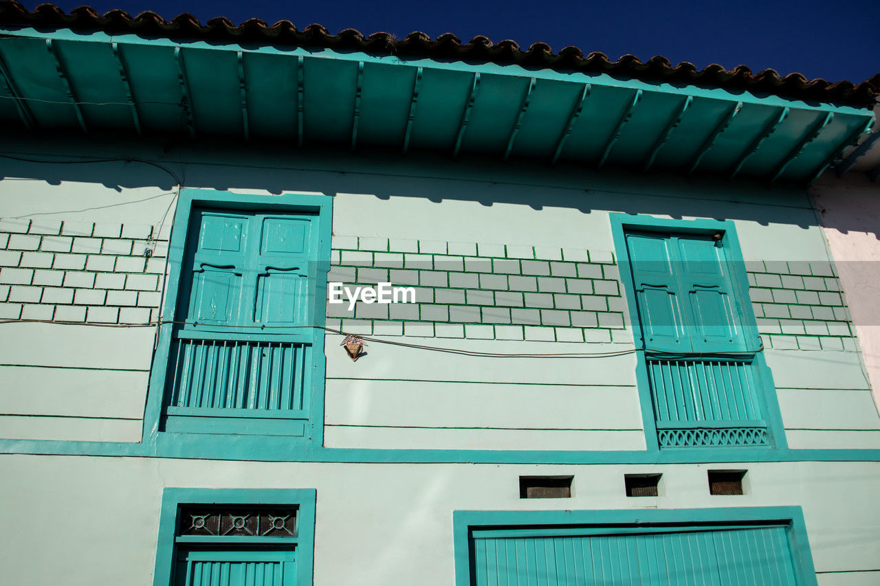 Beautiful facade of the houses at the historical downtown of the heritage town of salamina