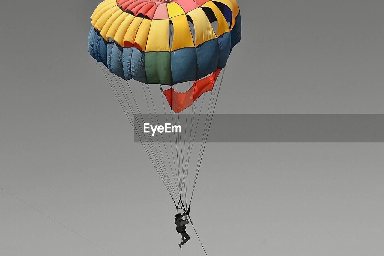 Low angle view of hot air balloon against sky