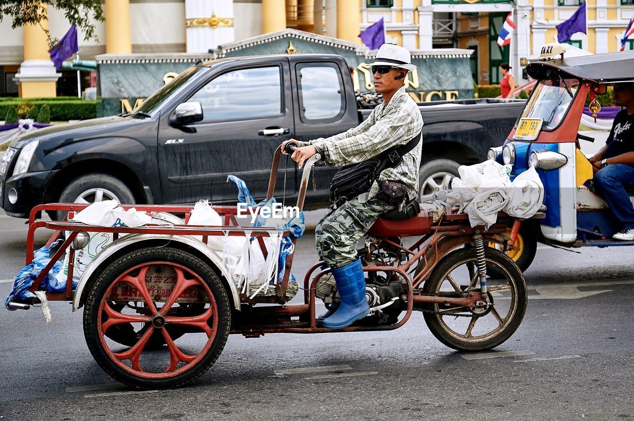 BICYCLES PARKED ON ROAD