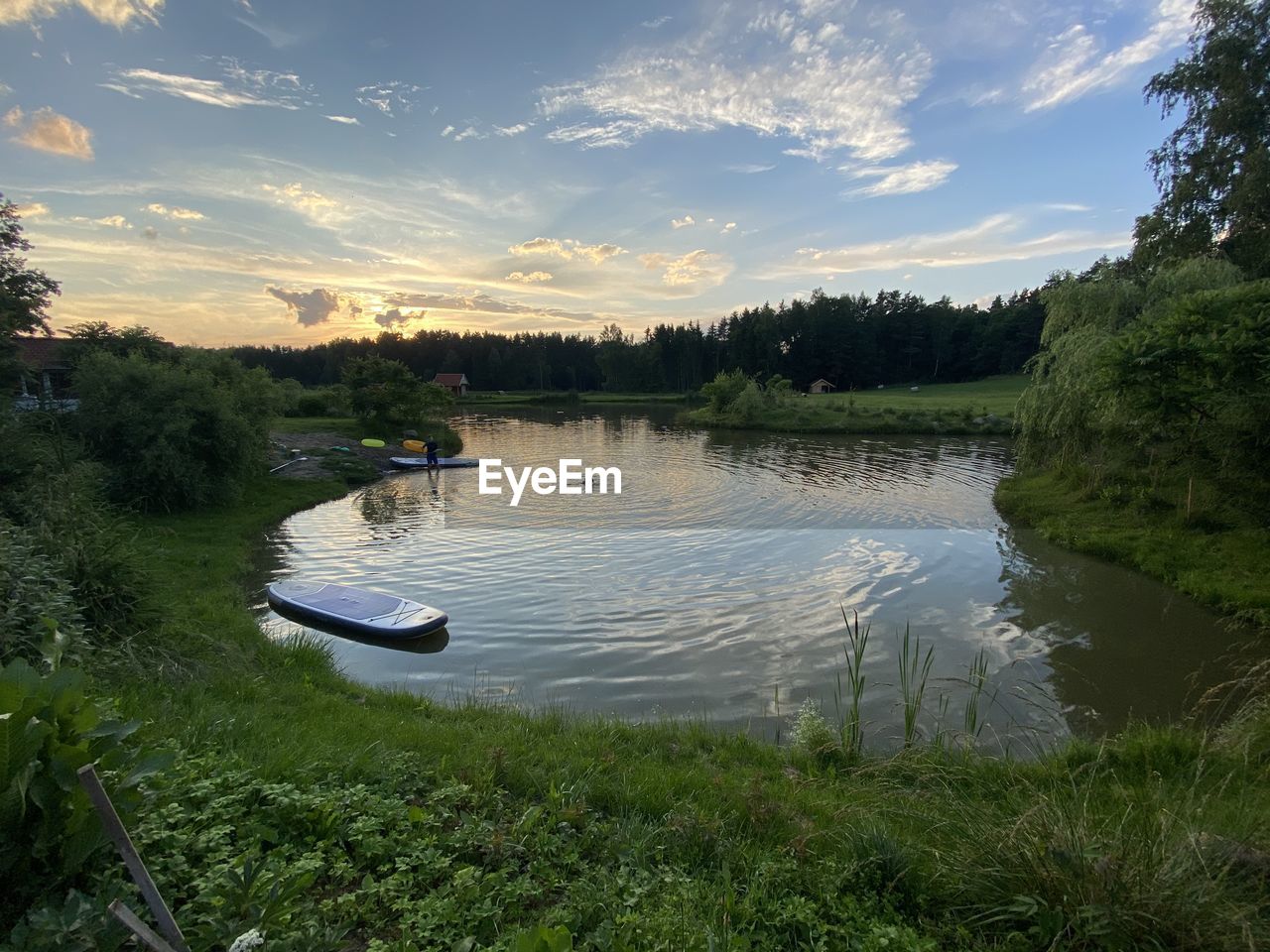 SCENIC VIEW OF LAKE BY TREES AGAINST SKY