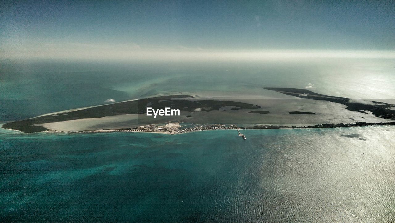 Aerial view of sea against sky