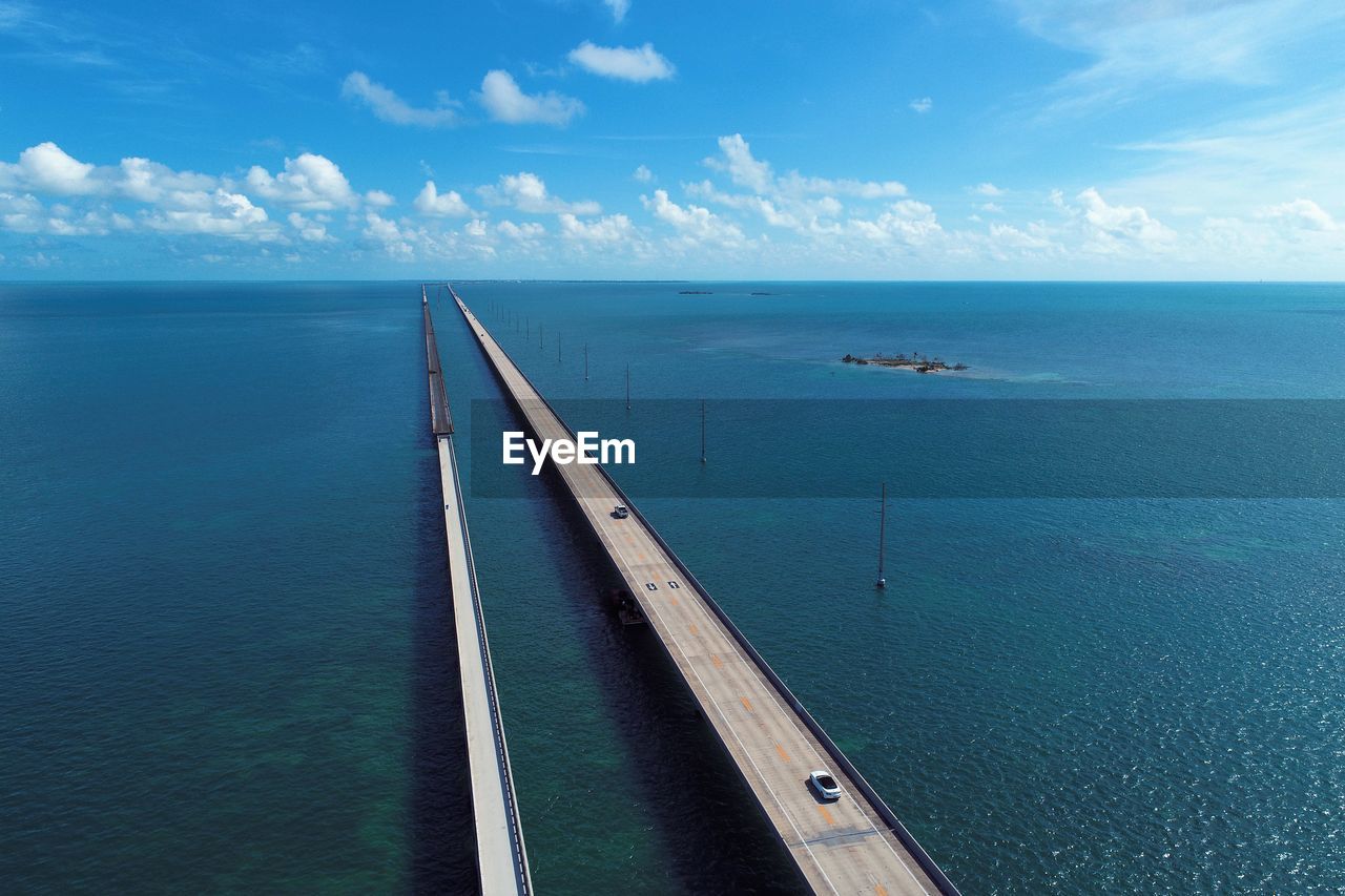 Scenic view of sea against blue sky