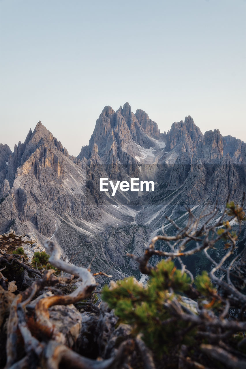 Scenic view of mountains against clear sky