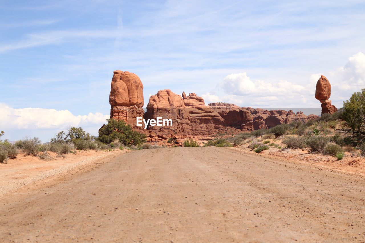 Rock formations in desert against sky