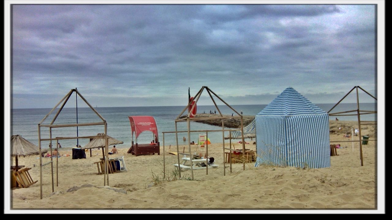 Beach umbrellas on beach