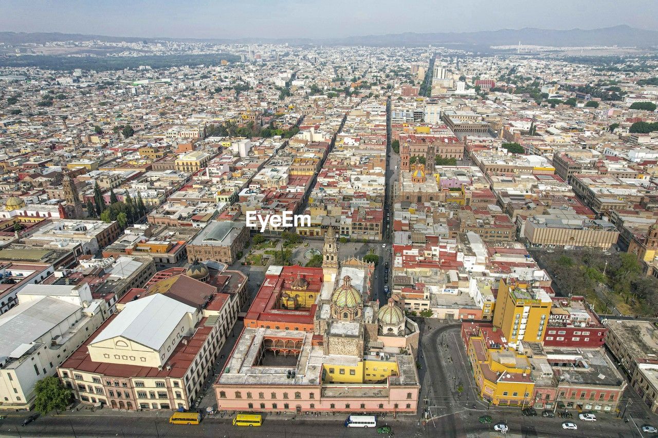 high angle view of buildings in city