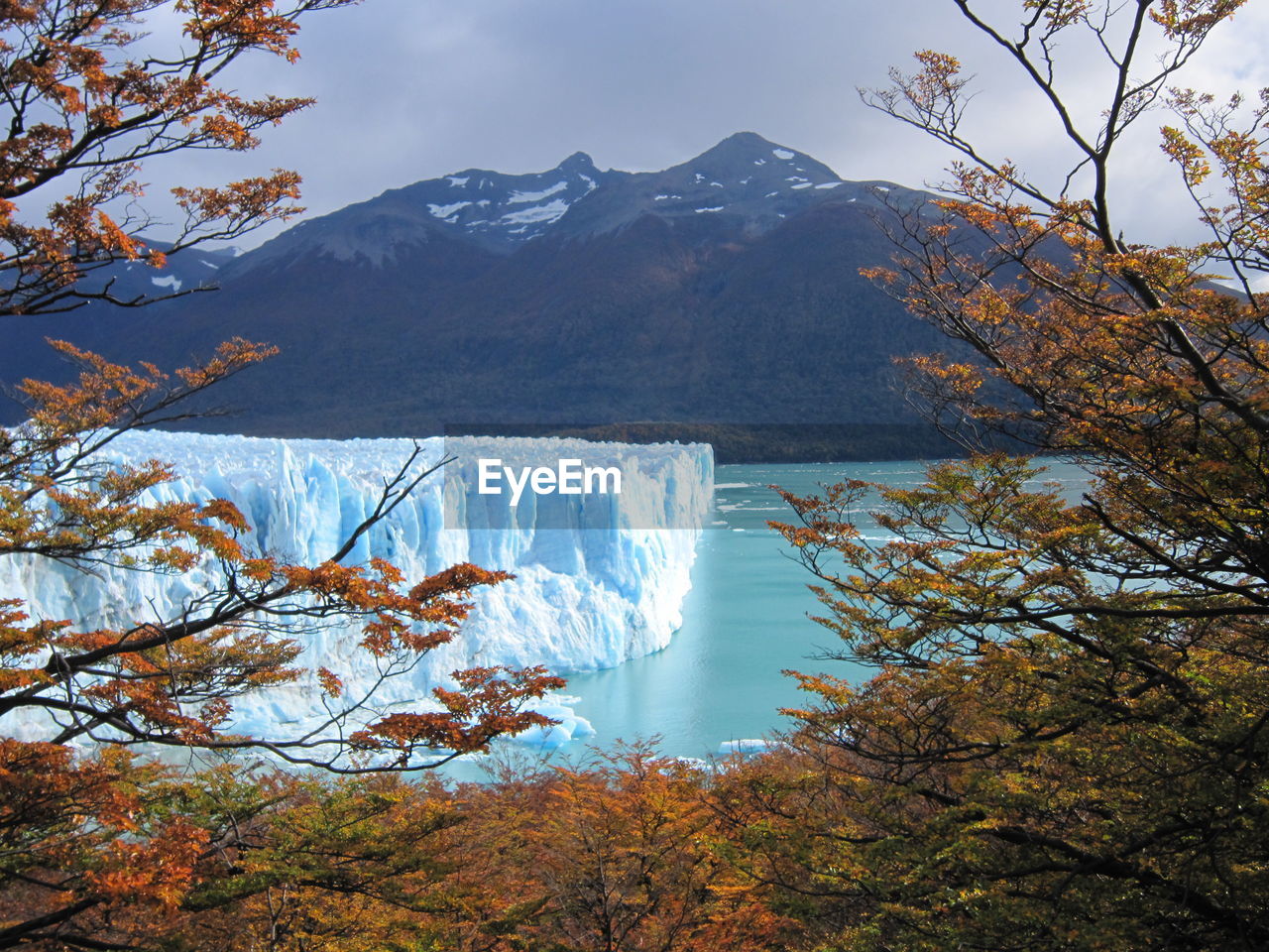 Scenic view of mountains against sky during winter